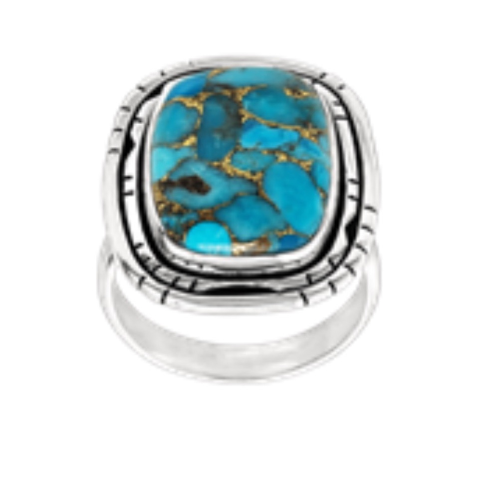 Silpada Island in the Sky Copper Turquoise Silver Ring Size 8